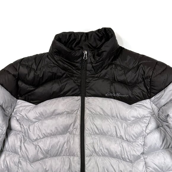 Eddie Bauer Jacket Womens XXL Two Tone Colorblock Down Puffer Coat Black Gray - Picture 8 of 10